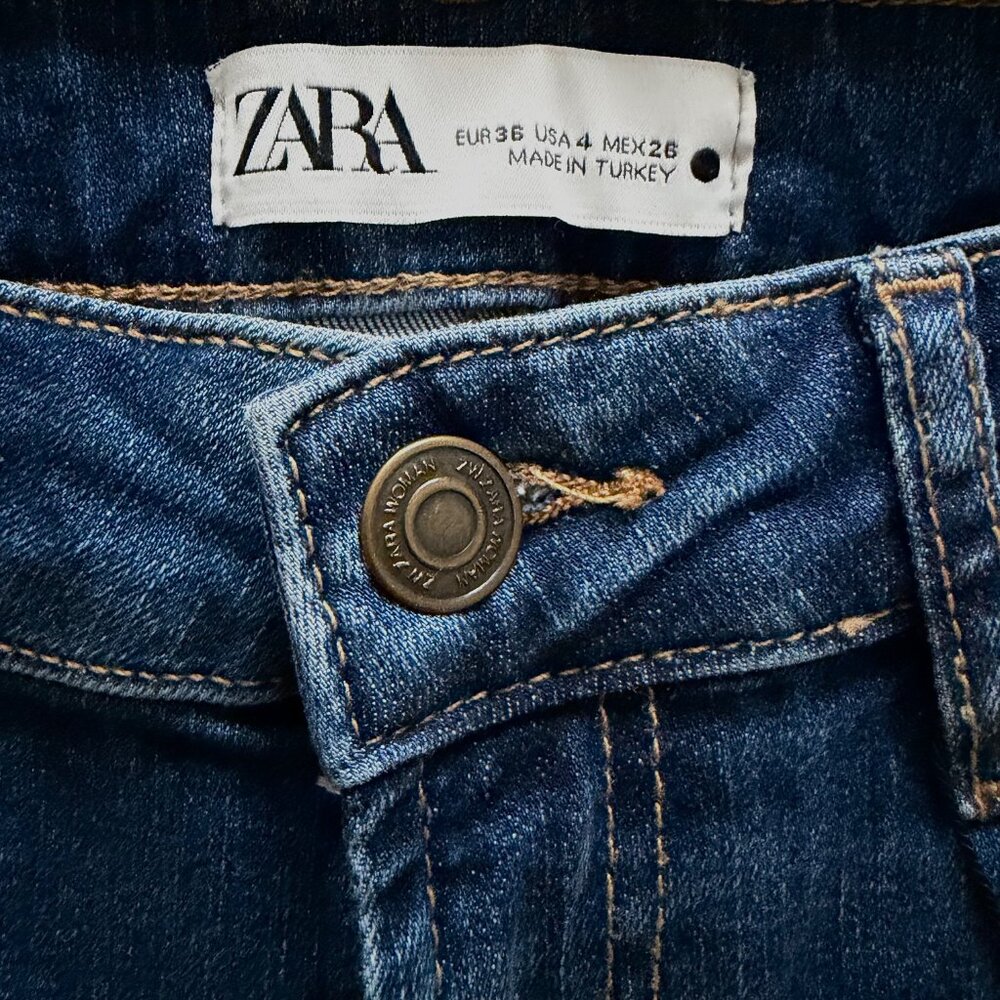 New Zara ZW The Low Rise Slim Bootcut Jeans in Medium Blue Size 4 - Picture 5 of 9